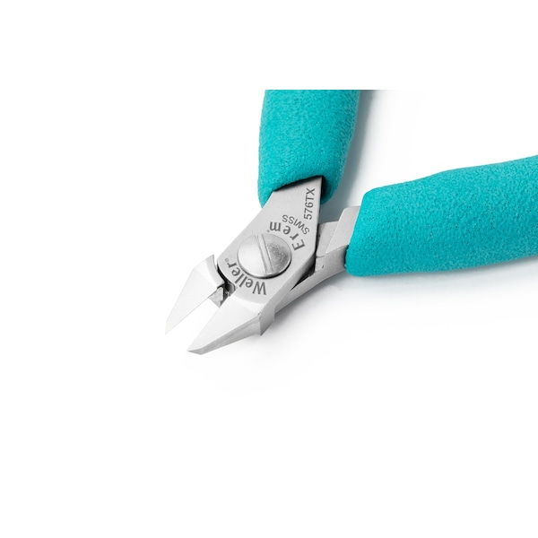 Erem Diagonal Cutting Pliers, 4-1/4", Flush, Tungsten Carbide, ESD-Safe, Cushion Grip Handles - 576TX