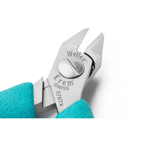 Erem Diagonal Cutting Pliers, 4-1/4", Flush, Tungsten Carbide, ESD-Safe, Cushion Grip Handles - 576TX