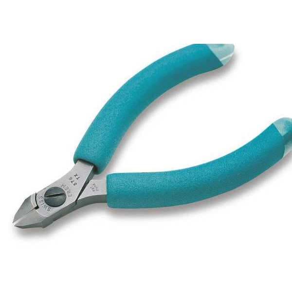 Erem Diagonal Cutting Pliers, 4-1/4", Flush, Tungsten Carbide, ESD-Safe, Cushion Grip Handles - 576TX
