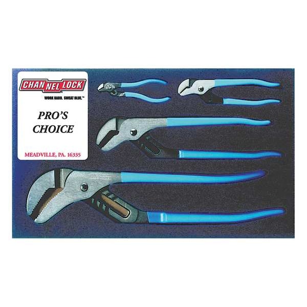 Channellock 4 Piece Plastic Grip Tongue and Groove Plier Set Dipped Handle - PC-1