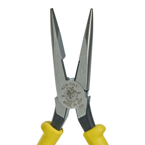 Klein Tools 8 9/16 in J203 Needle Nose Plier, Side Cutter Plastic Dipped Handle - J203-8