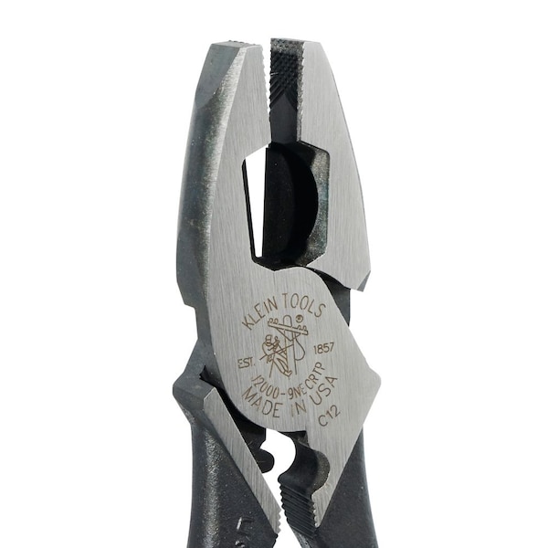 Klein Tools 9 1/2 in 2000(TM) Linemans Plier High Leverage w/ Fish Tape Puller, Wire Crimper, Steel - J2000-9NECRTP