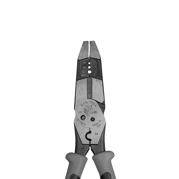 Klein Tools 8 in Linemans Plier High Leverage w/ Wire Crimper, Steel - J215-8CR