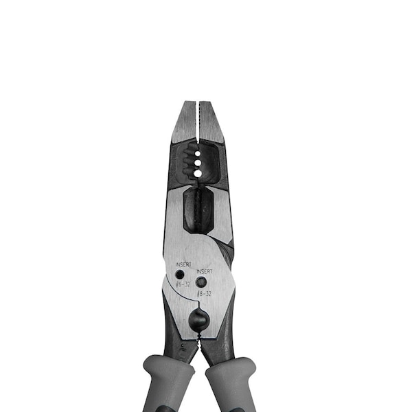 Klein Tools 8 in Linemans Plier High Leverage w/ Wire Crimper, Steel - J215-8CR