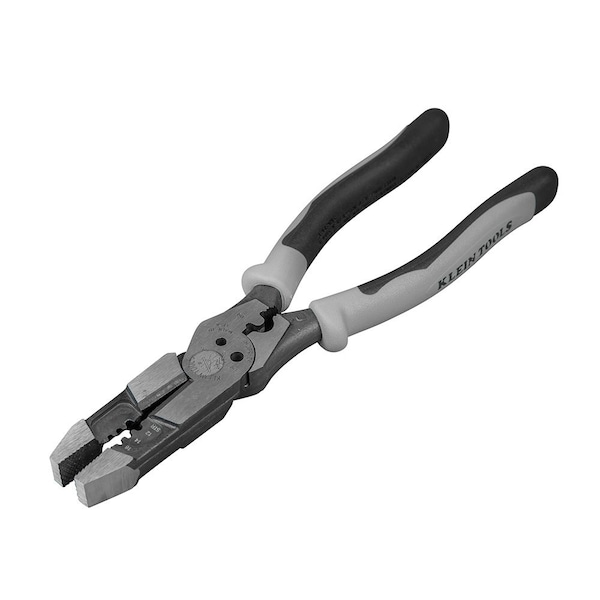 Klein Tools 8 in Linemans Plier High Leverage w/ Wire Crimper, Steel - J215-8CR