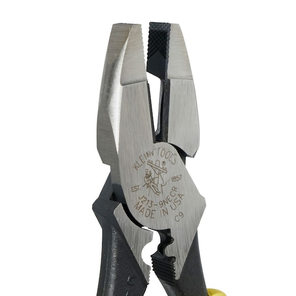 Klein Tools 9 1/2 in Journeyman(TM) Linemans Plier High Leverage w/ Wire Crimper, Steel - J213-9NECR