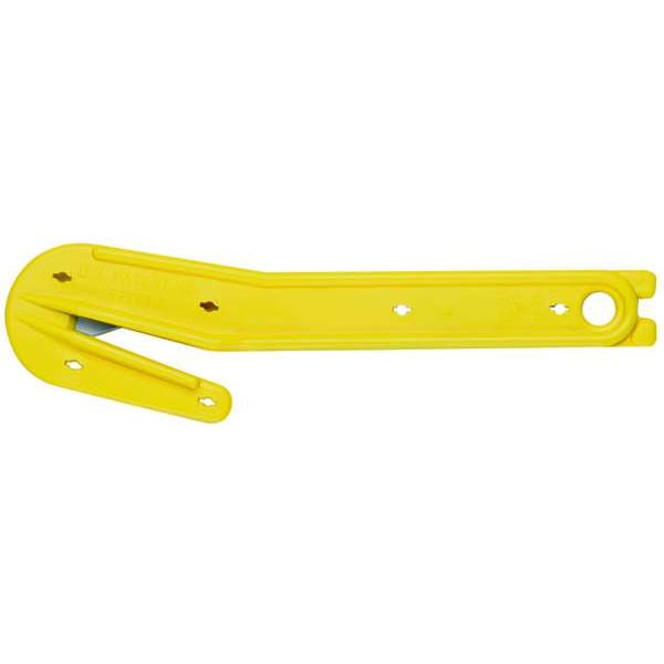 Pacific Handy Cutter Hook-Style Film Cutter, 6 1/2 in L, Straight Fixed Steel Blade, Ergonomic Plastic Handle, Yellow - DFC-364