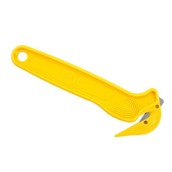 Pacific Handy Cutter Hook-Style Film Cutter, 6 1/2 in L, Straight Fixed Steel Blade, Ergonomic Plastic Handle, Yellow - DFC-364