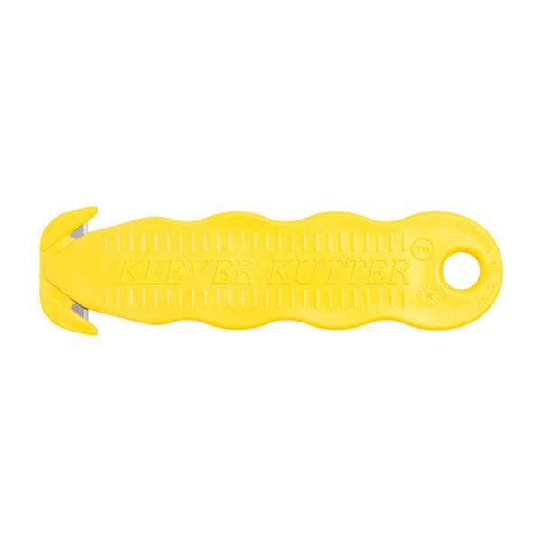 Klever Safety Cutter, Fixed Blade, Safety Recessed, Textured, For Banding and Boxes, Yellow, 100 Pack - KCJ-1Y-100