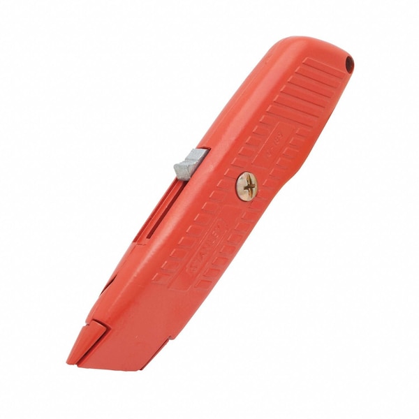 Stanley Safety Knife, Self-Retracting, 5 7/8 in L, Rounded Steel Safety Blade, General Purpose, Orange - 10-189C
