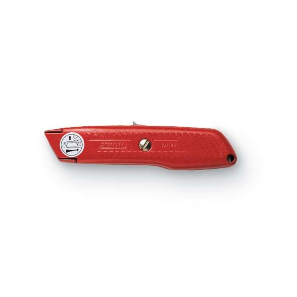 Stanley Safety Knife, Self-Retracting, 5 7/8 in L, Rounded Steel Safety Blade, General Purpose, Orange - 10-189C