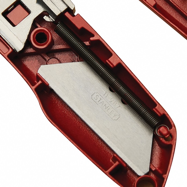 Stanley Safety Knife, Self-Retracting, 5 7/8 in L, Rounded Steel Safety Blade, General Purpose, Orange - 10-189C