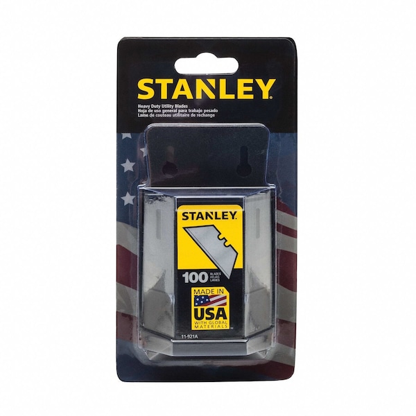 Stanley 2-7/16 in. x 3/4 in. x 0.03125 in. Steel 2-Point Utility Blade (100-Pack) - 11-921A