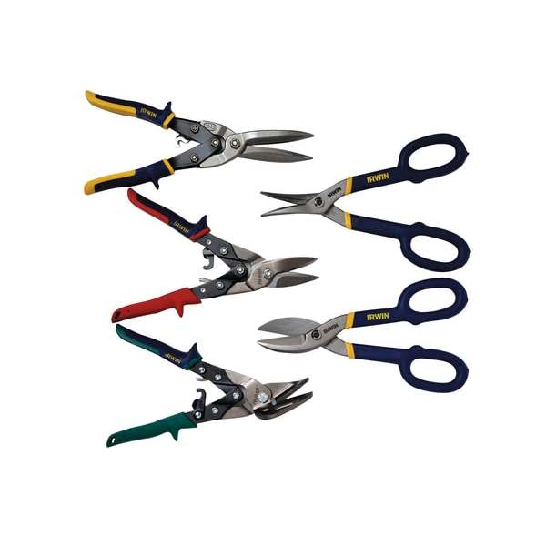 Irwin Metal Cutting Snip, Straight/Curve, 11 3/4 in, Cold Formed High Carbon Steel Jaw - 21304