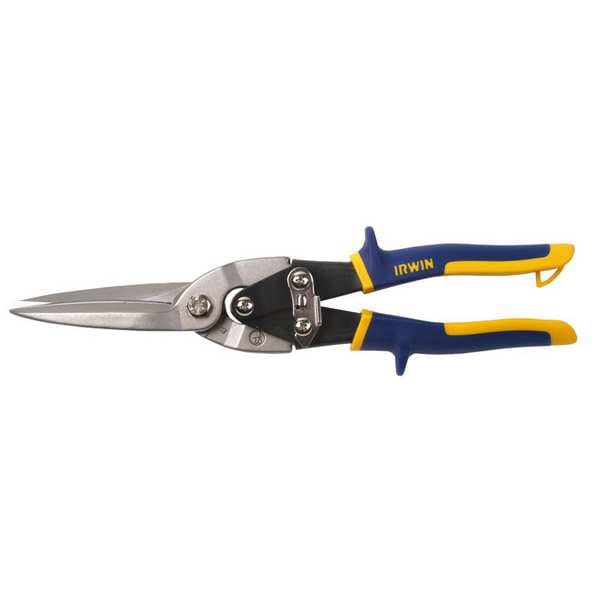 Irwin Metal Cutting Snip, Straight/Curve, 11 3/4 in, Cold Formed High Carbon Steel Jaw - 21304