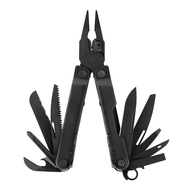 Leatherman Rebar Multi-Tool, Blade Type Serrated, Blade Length 2 7/8 in Black Oxide, 17 Functions - 831553