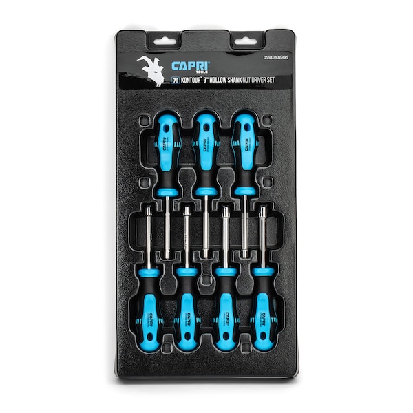 Capri Tools Kontour Nut Driver Set, 3-Inch Hollow Shaft, Metric, 7-Piece - CP25000-NDM7H3PS