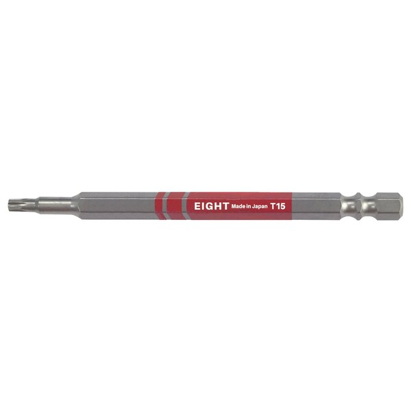 Eight Tool EX-IMPACT HIGH IMPACT TORX BIT 6.35MM SHANK 9&13MM GROOVE COLOR CODED, T15 X 100MM OAL RED - EA-310C T15 x 100