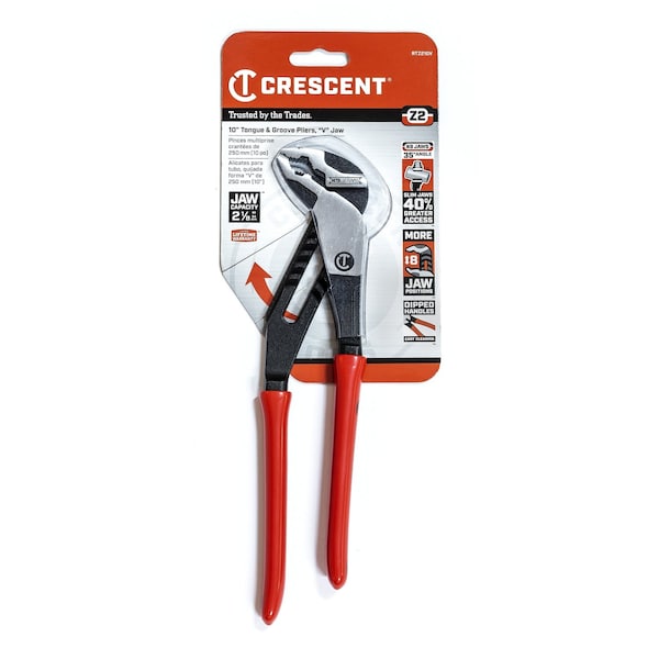 Crescent 10" Z2 K9™ V-Jaw Dipped Handle Tongue and Groove Pliers - RTZ210V