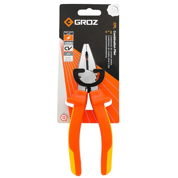 Groz 1 Piece Combination Pliers, CV Steel Shock-Proof, Anti-Slip Handle - 31530