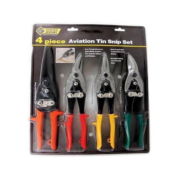 Steel Grip Steel Grip DR65476 Aviation Snips Set  4 Piece - 2195667