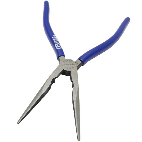 Gray Tools 8" Needle Nose Straight Cutter Pliers, With Vinyl Grips, 2-3/4" Jaw - B232B