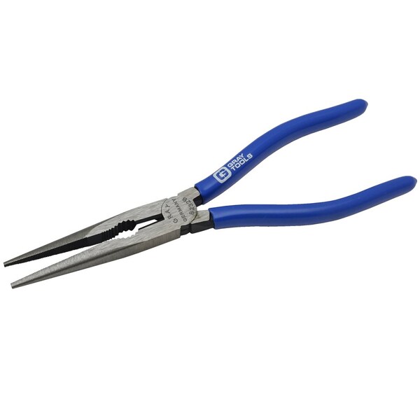 Gray Tools 8" Needle Nose Straight Cutter Pliers, With Vinyl Grips, 2-3/4" Jaw - B232B