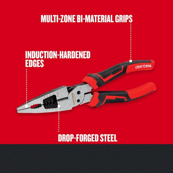 Craftsman Long Nose Pliers, 8", 6-in-1 - CMHT81715