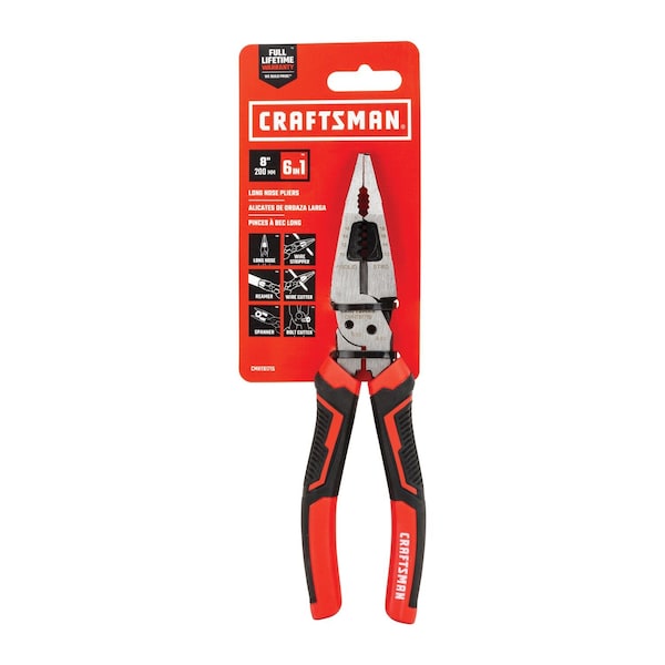 Craftsman Long Nose Pliers, 8", 6-in-1 - CMHT81715