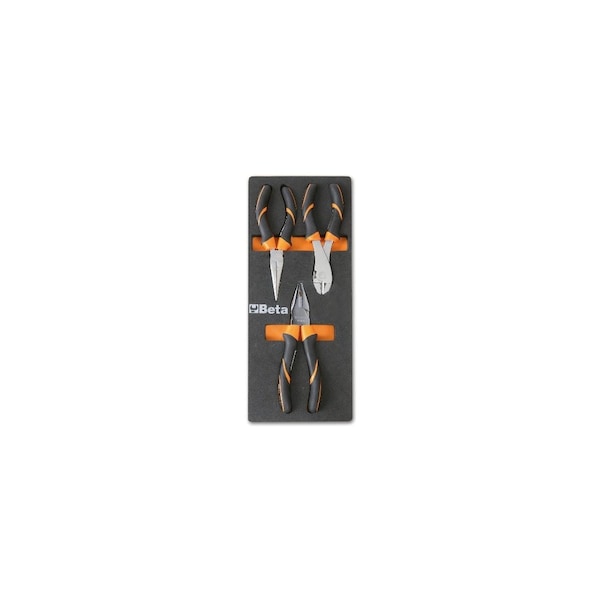 Beta M136 Set of 3 Pliers in Soft Thermoformed Tray for Tool Cabinet Drawer - 024500136