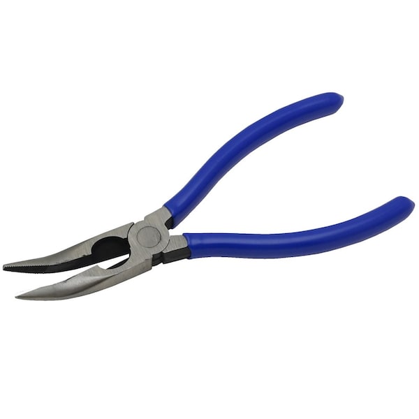 Gray Tools Needle Nose Pliers, 45° Curve With Cutter, 6-1/4" Long, 2" Jaw - B238B