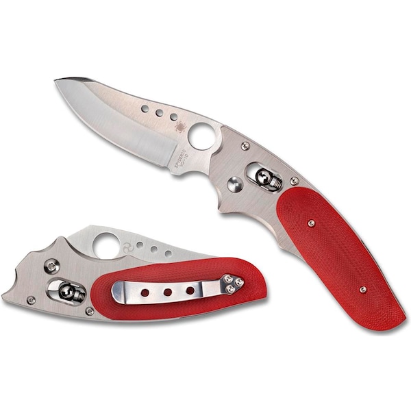 Spyderco 2021N Spyderco Viele Phoenix Sprint Run, G-10 Red/Titanium, Plain Blade, Reveal 7 - SPY-C114GPRD