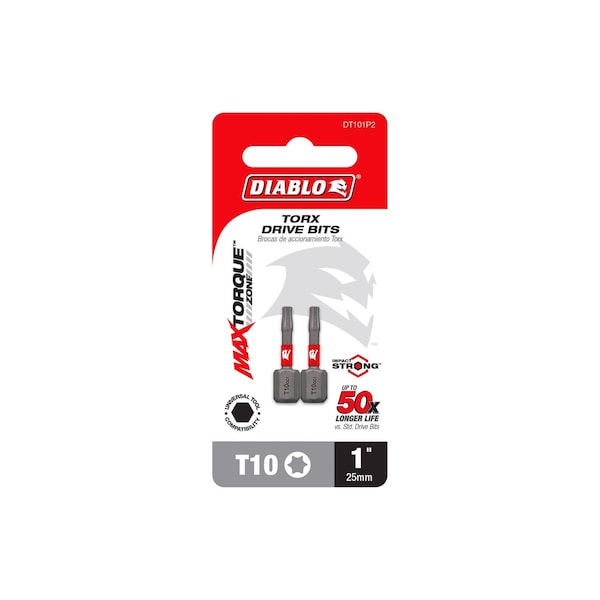 Diablo Torx #10 X 1 in. L Driver Bit Black Oxide 2 pk - DT101P2