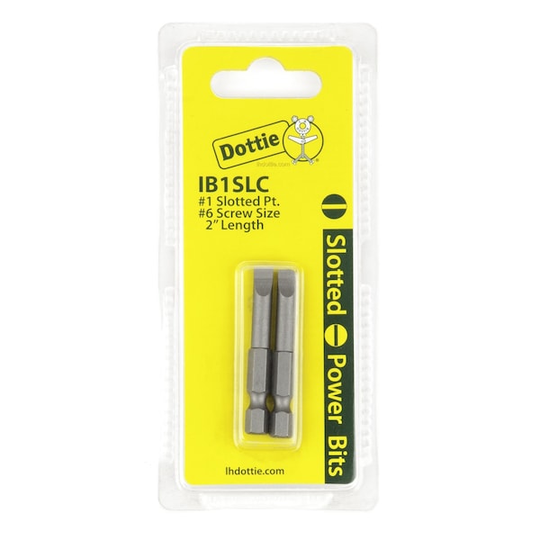 L.H. Dottie L.H. Dottie #1 x 2'' Slotted Power Bit (Carded) - IB1SLC