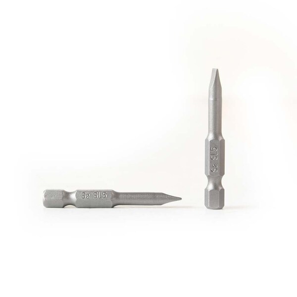 Superior Steel Single End Slotted Screwdriver Bits - 2 Inch Long - 5mm Wide Slot, PK 25 - BS205-25PK