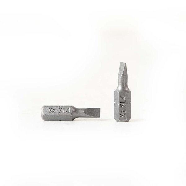 Superior Steel Single End Slotted Screwdriver Bits - 1 Inch Long - 4mm Wide Slot, PK 50 - BS104-50PK