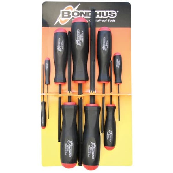 Bondhus Set Of 9 Balldriver Screwdrivers, Proguard Finish, Sizes 1.5-10Mm - 10699