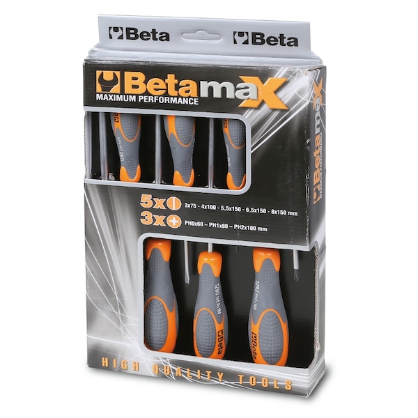 Beta 1293/D Set of 8 Slotted and Cross Head Screwdrivers - 012930403