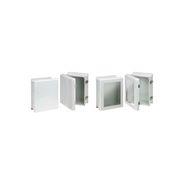 Pentair Equipment Protection Fiberglass Electrical Enclosures, 17.81 in H, 8.86 in D, 16 in W, NEMA 4X, Hinged - HJ1816HWPL2LG