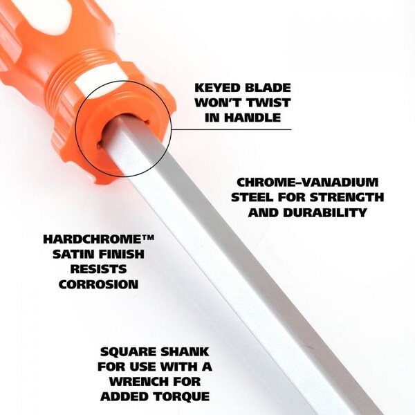Great Neck 3/16 x 4 Inch Slotted Square Shank Screwdriver - 73012