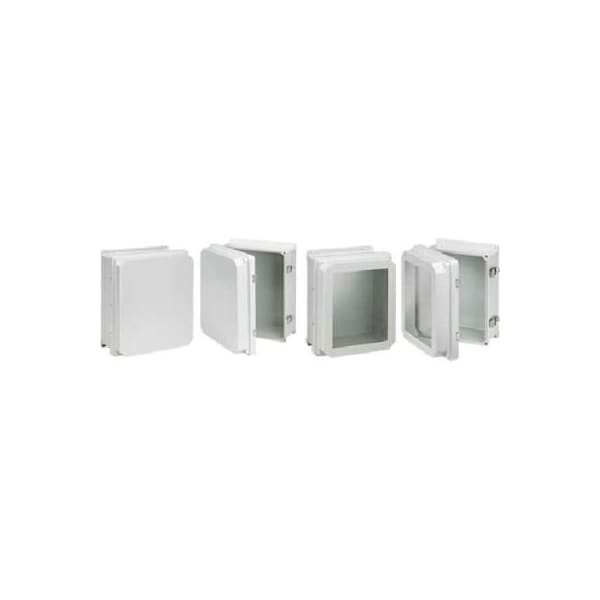 Pentair Equipment Protection Fiberglass Electrical Enclosures, 9.7 in H, 5.91 in D, 7.71 in W, NEMA 4X, Hinged - RHJB1008HWPL1LG