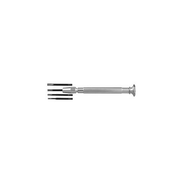 Holex Multi-Bit Watchmaker's Screwdriver for Slotted Screws, with Rotating Cap, 1.5 mm to 3 mm - 669500