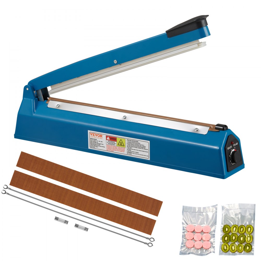 VEVOR Impulse Sealer 16 inch, Manual Heat Seal Machine with Adjustable Heating Mode, ABS Shrink Wrap Bag Sealers for Plastic Mylar PE PP Bags, Portable Poly Bag Sealing Machine with Extra Replace Kit - ZDSFKJSQ16IN8HT1RV5