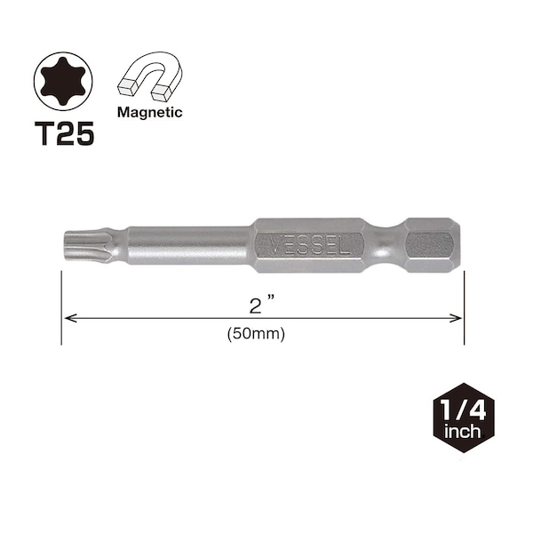 Vessel NECK TORSION Power Bit T20x50, PK25 - NTTX2050P25K