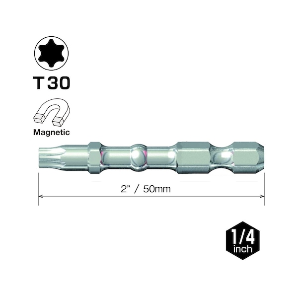 Vessel IMPACT BALL Torsion Bit T30x50, PK25 - IBTX3050P25K