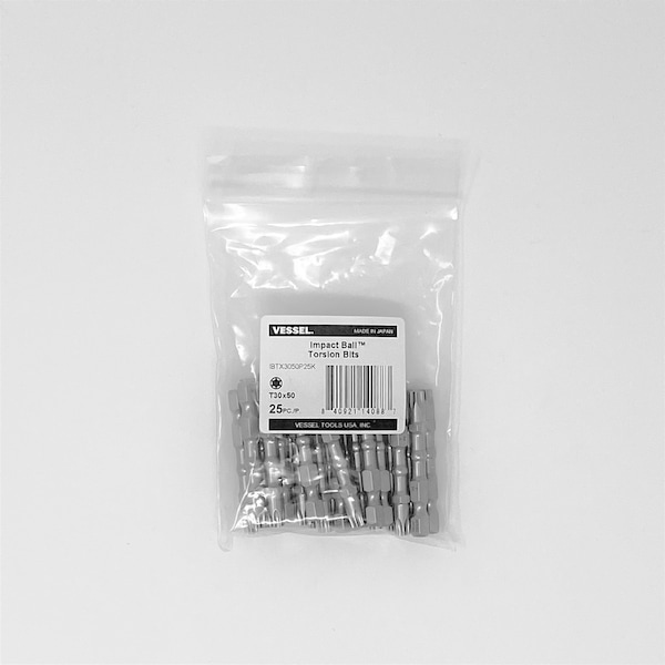 Vessel IMPACT BALL Torsion Bit T30x50, PK25 - IBTX3050P25K