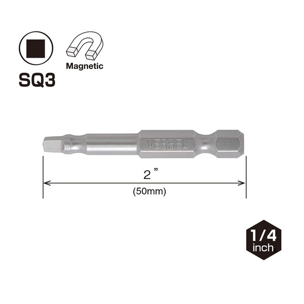 Vessel NECK TORSION Power Bit SQ3x50, PK2 - NTSQ350P2