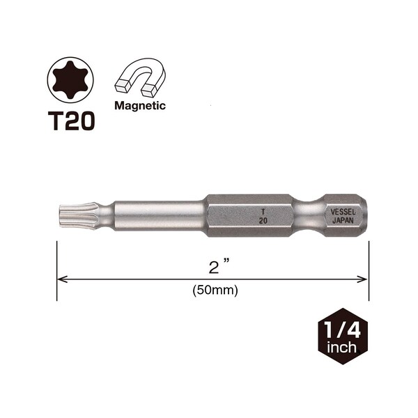Vessel NECK TORSION Power Bit T20x50, PK2 - NTTX2050P2
