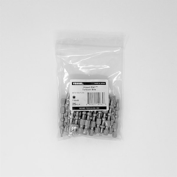 Vessel IMPACT BALL Torsion Bit T15x50, PK25 - IBTX1550P25K