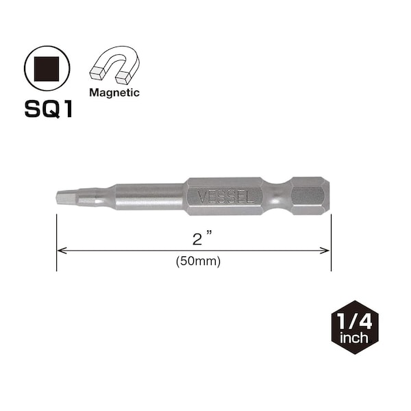 Vessel NECK TORSION Power Bit SQ1x50, PK25 - NTSQ150P25K